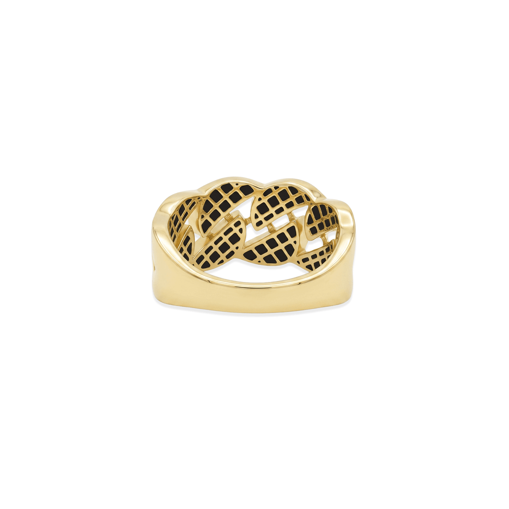 18K Gold Sculpted Link Signature Band Ring