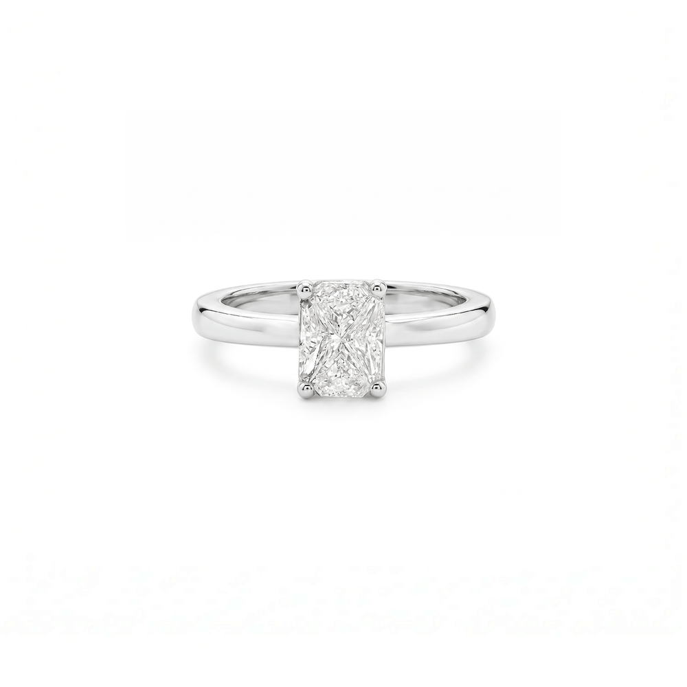 Natural Diamond Radiant Solitaire Elegance Ring in 18K Gold