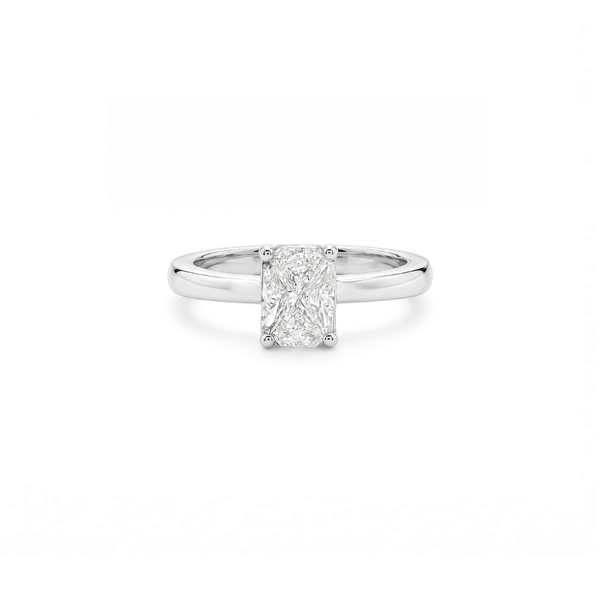 Natural Diamond Radiant Solitaire Elegance Ring in 18K Gold