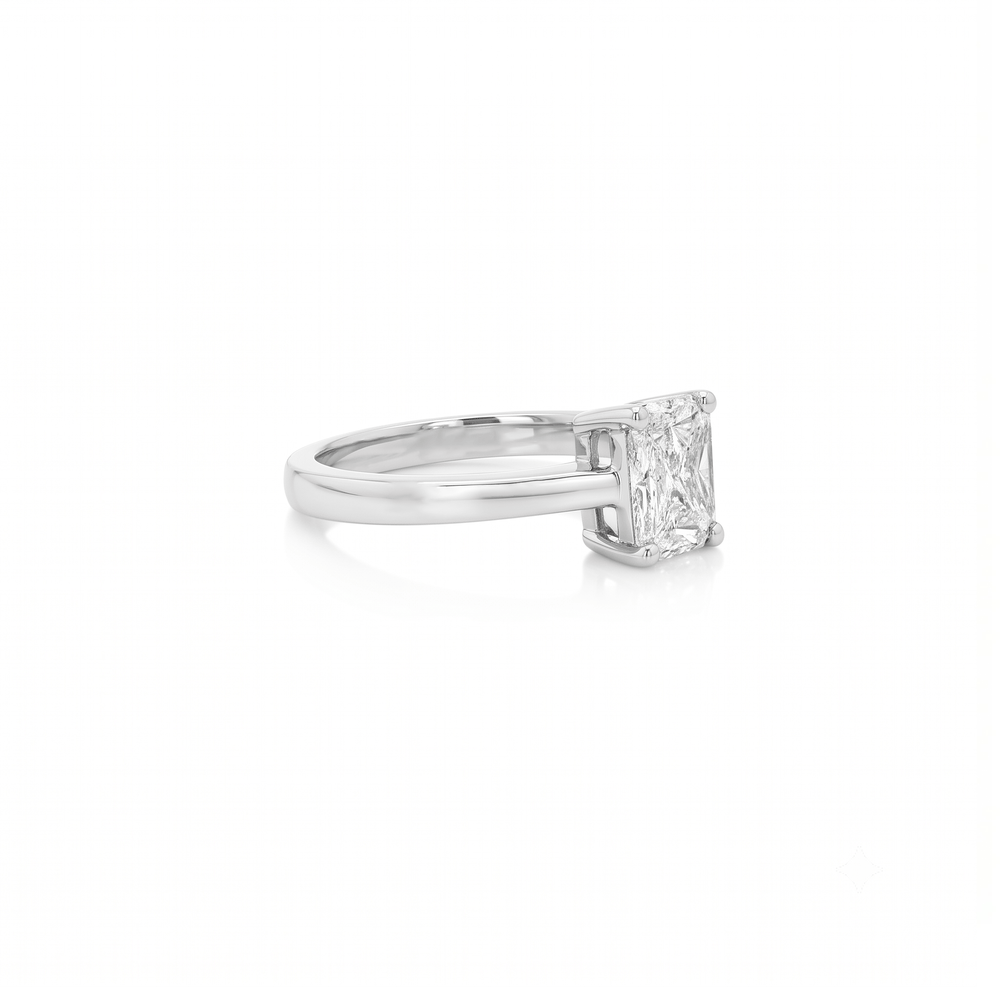 Natural Diamond Radiant Solitaire Elegance Ring in 18K Gold