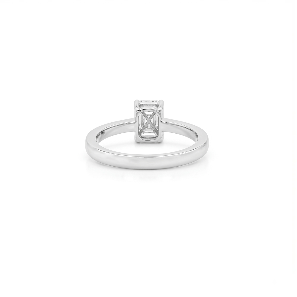 Natural Diamond Radiant Solitaire Elegance Ring in 18K Gold