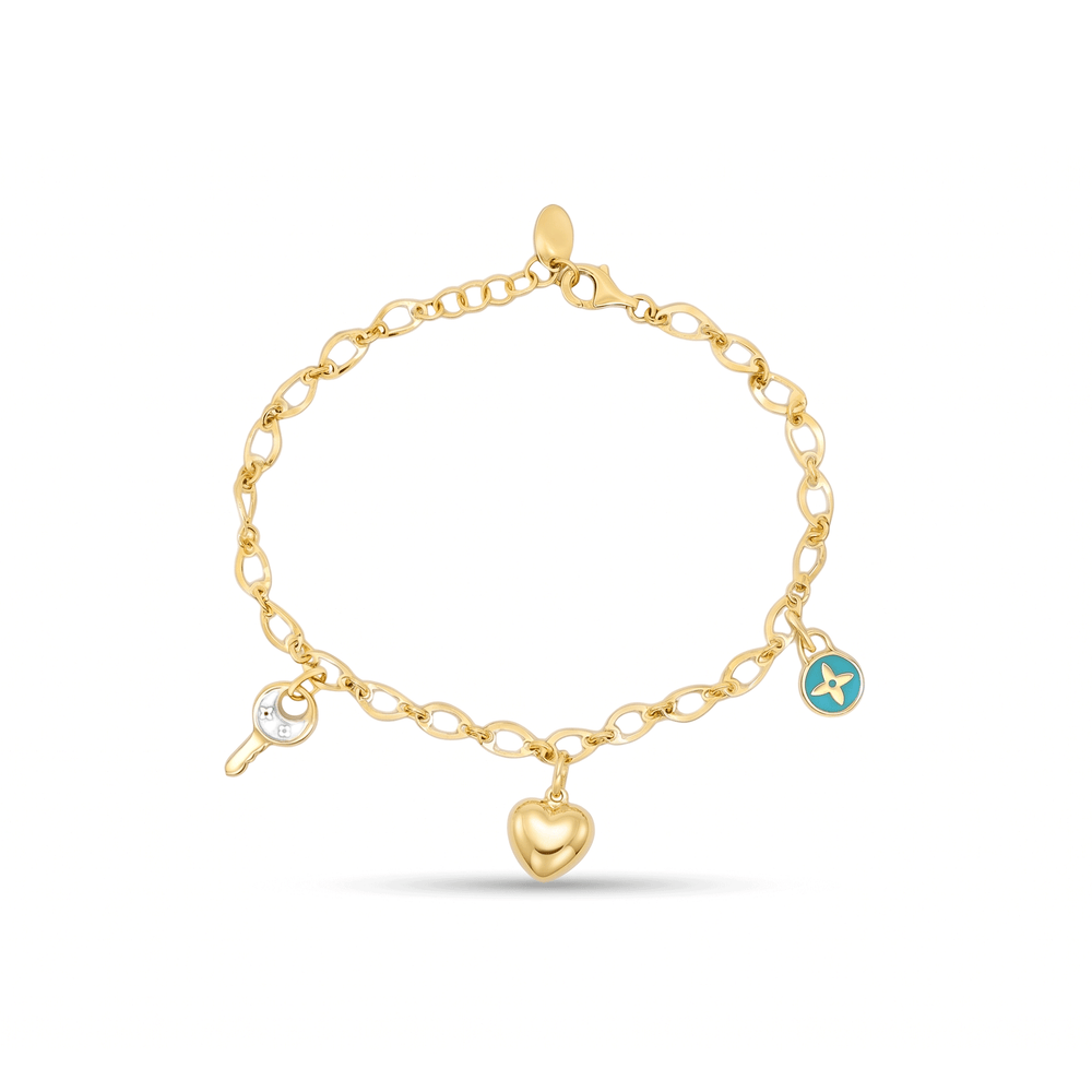 18K Gold Charm Link Bracelet – Elegant Luxury Design