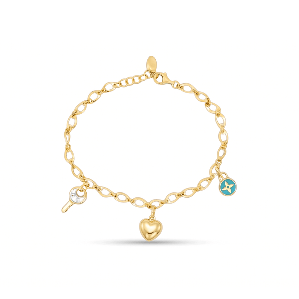 18K Gold Charm Link Bracelet – Elegant Luxury Design