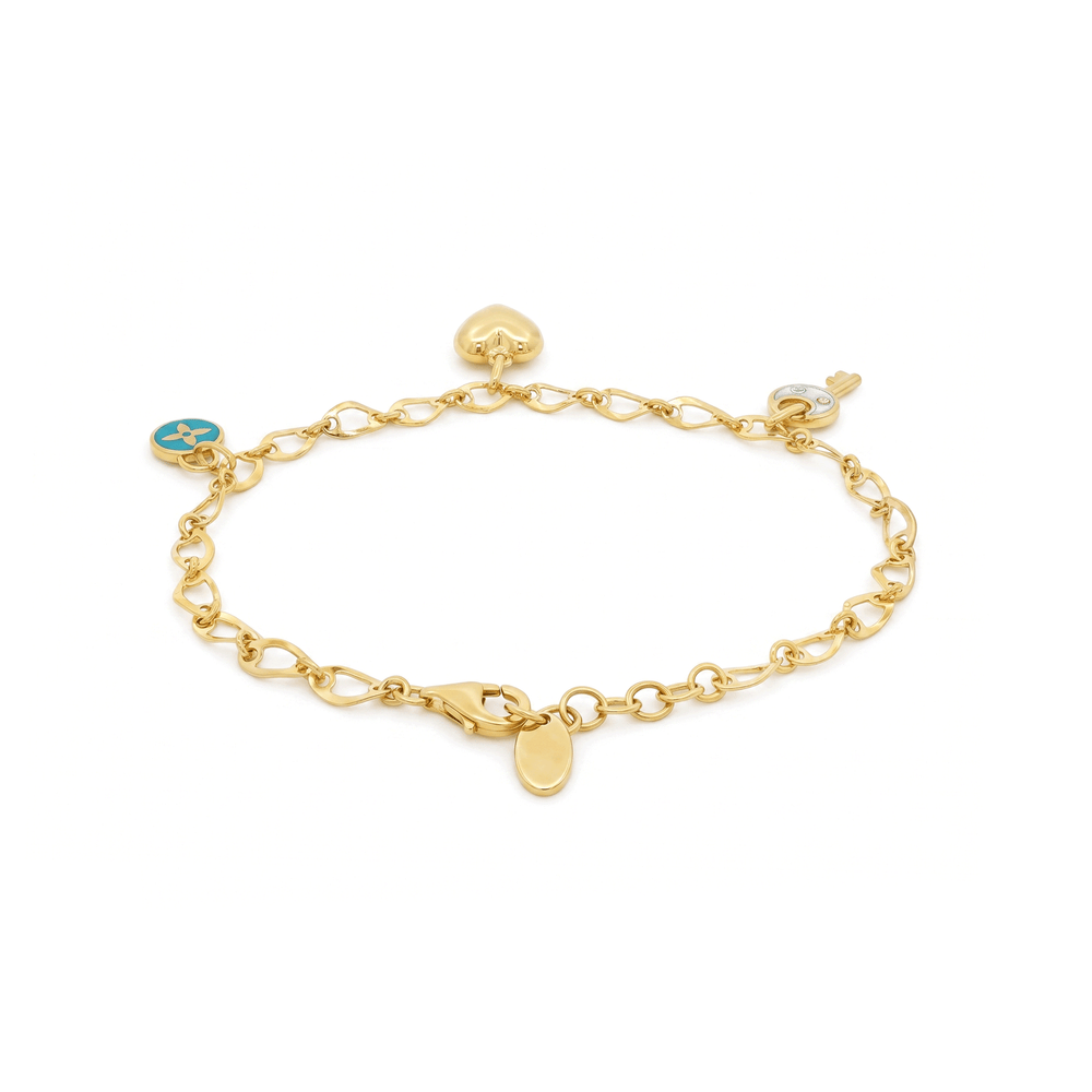 18K Gold Charm Link Bracelet – Elegant Luxury Design