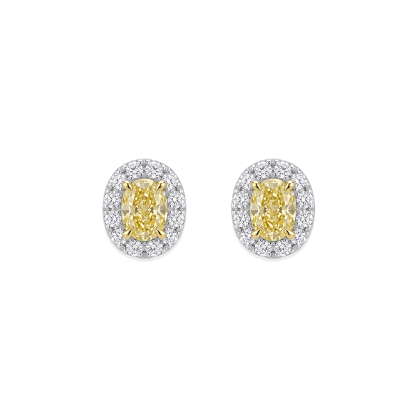 Natural Diamond Radiant Sunburst Oval Studs in 18K Gold