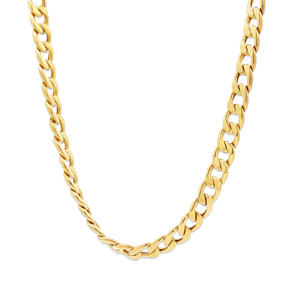 18K Gold Cuban Chain Necklace – Luxury High Polish Finish