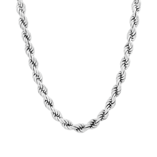 18K White Gold Arctic Twist Rope Chain Necklace – 26 Inches | 6 mm