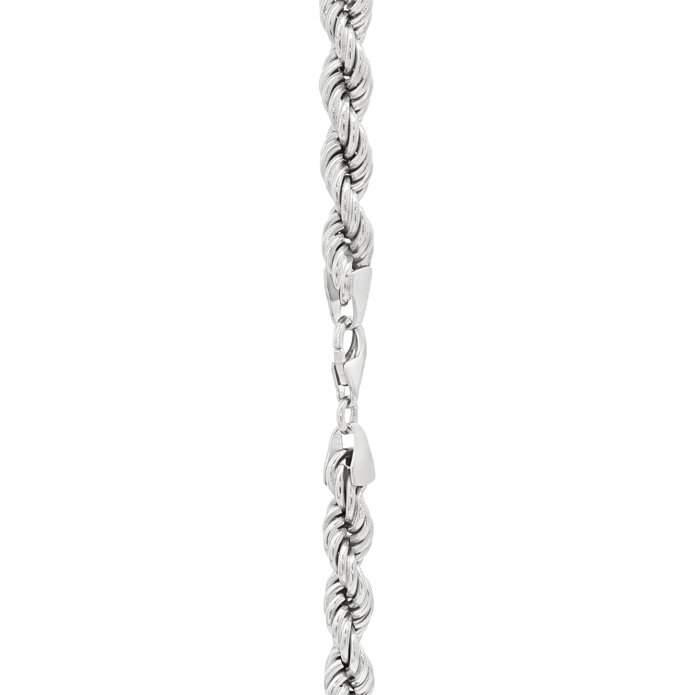 18K White Gold Arctic Twist Rope Chain Necklace – 26 Inches | 6 mm