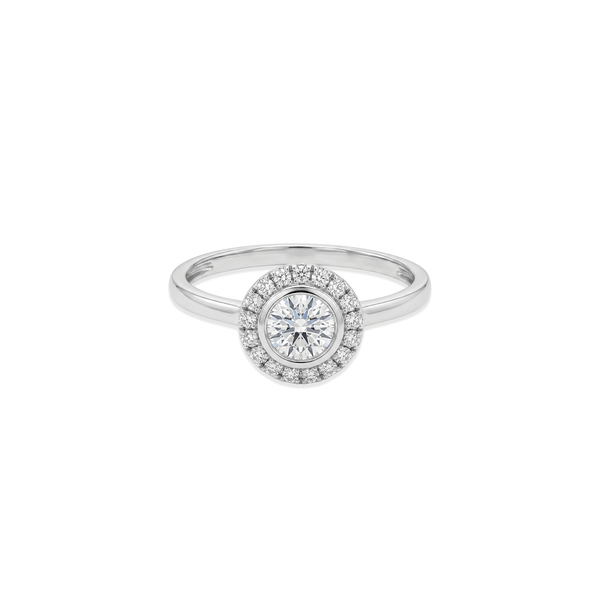 18K White Gold Natural Diamond Halo Engagement Ring