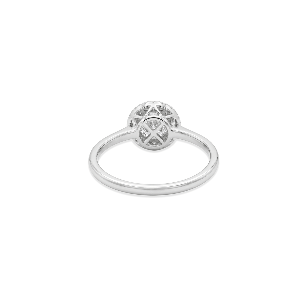 18K White Gold Natural Diamond Halo Engagement Ring