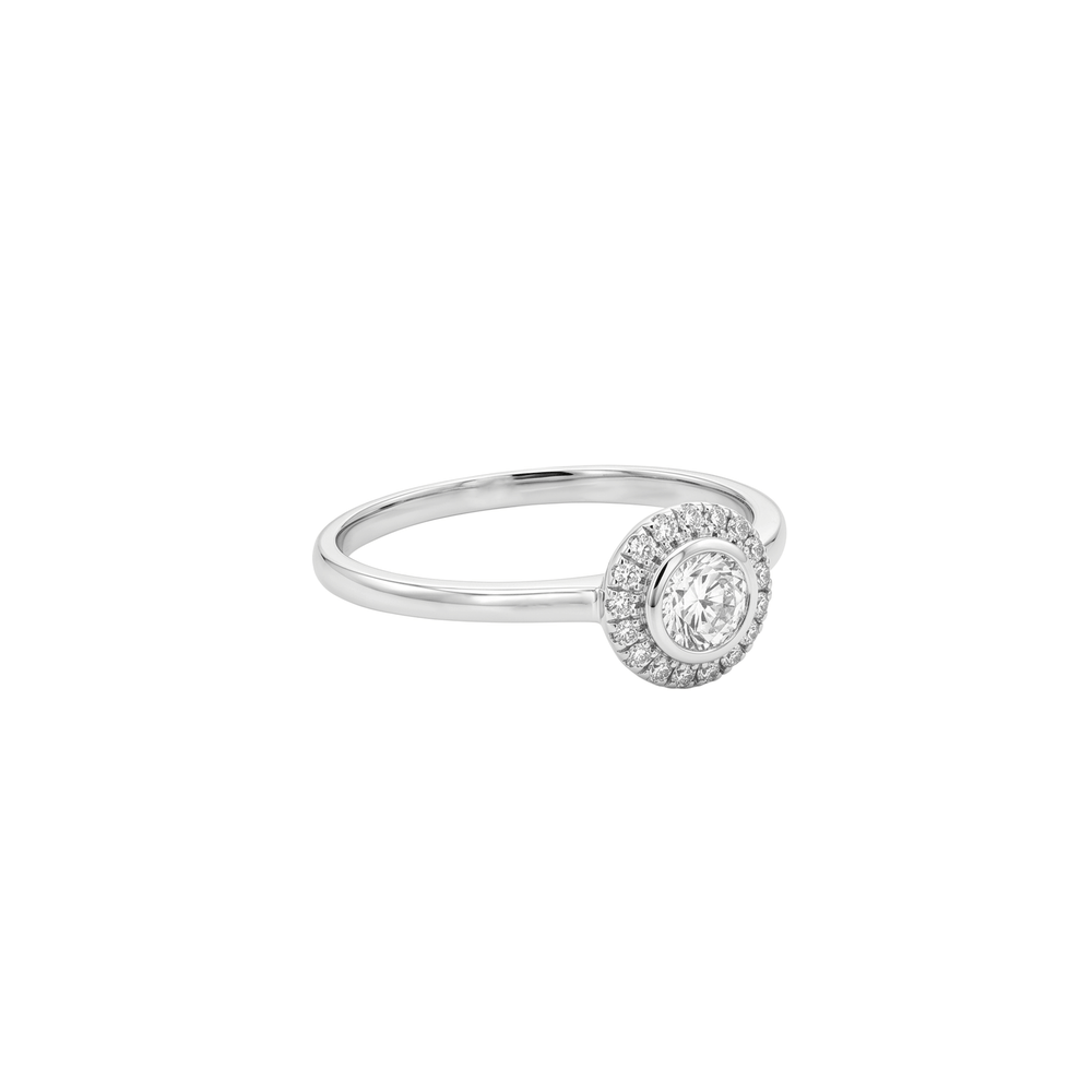 18K White Gold Natural Diamond Halo Engagement Ring