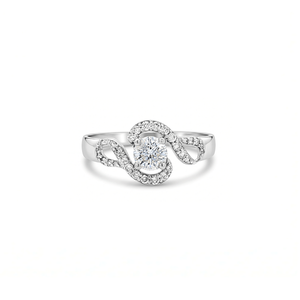 Natural Diamond Pavé Engagement Ring in 18K White Gold