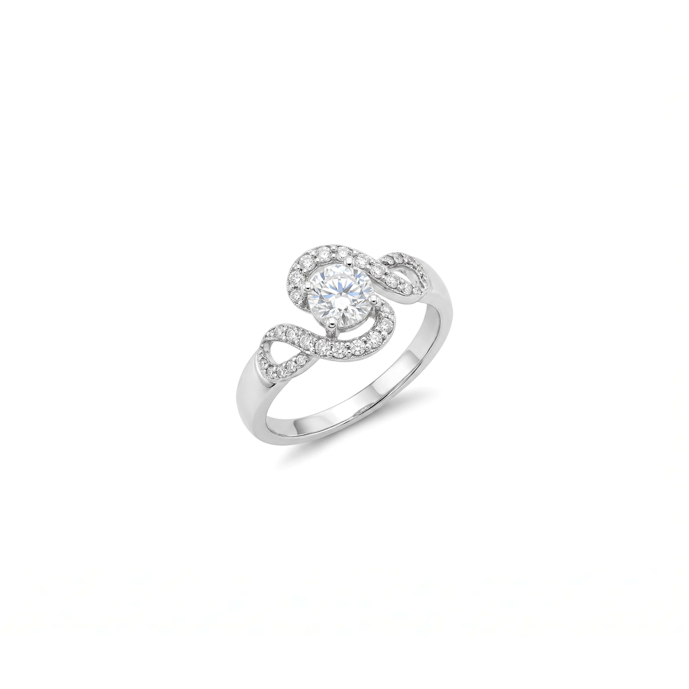 Natural Diamond Pavé Engagement Ring in 18K White Gold