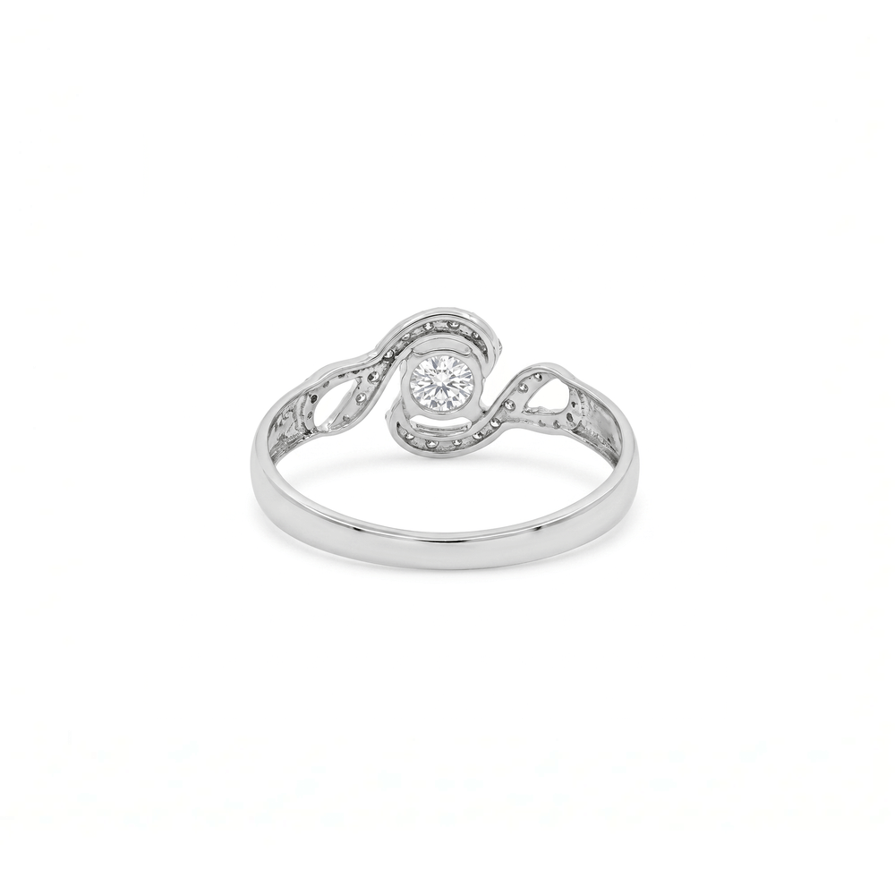 Natural Diamond Pavé Engagement Ring in 18K White Gold