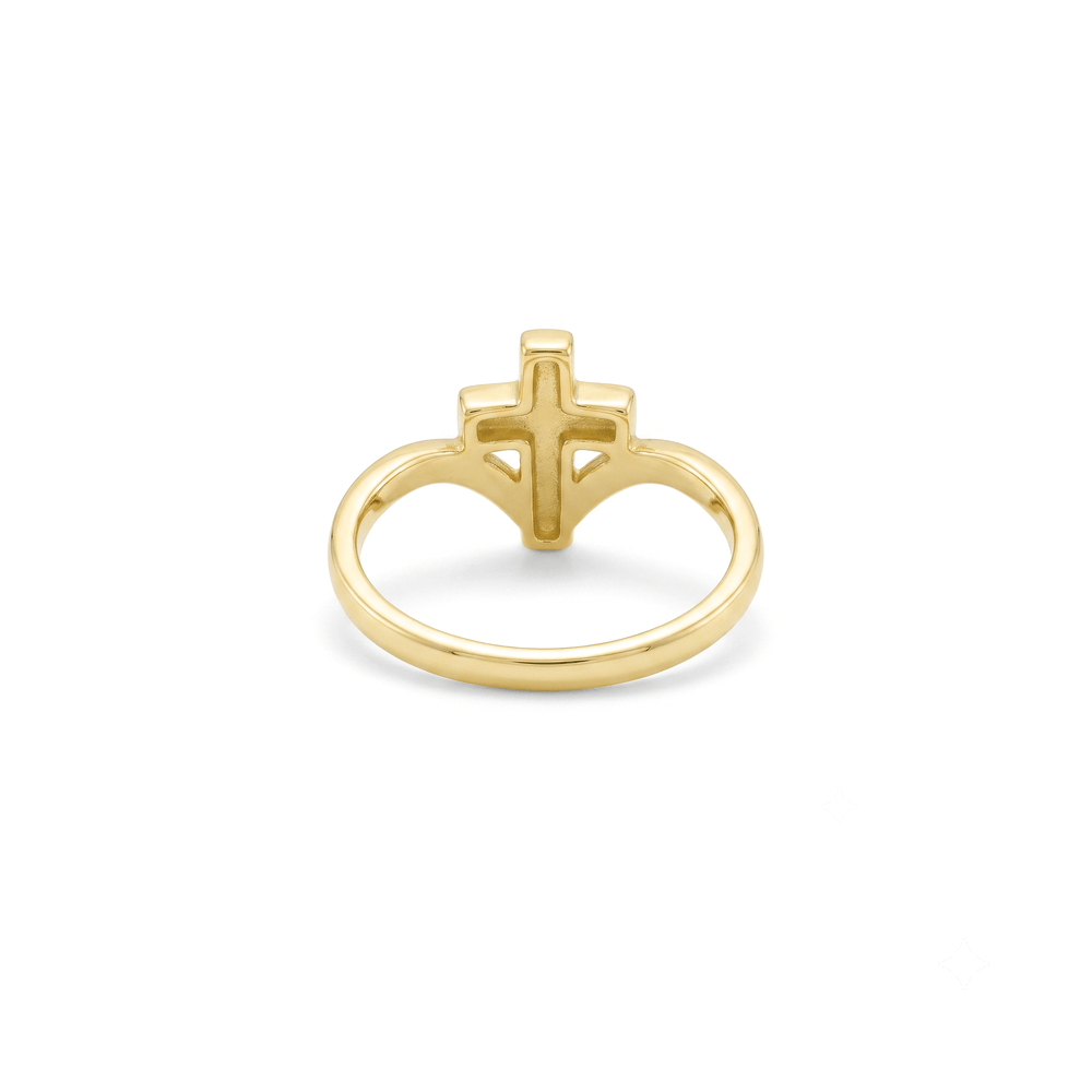 18K Gold Divine Split-Band Cross Ring