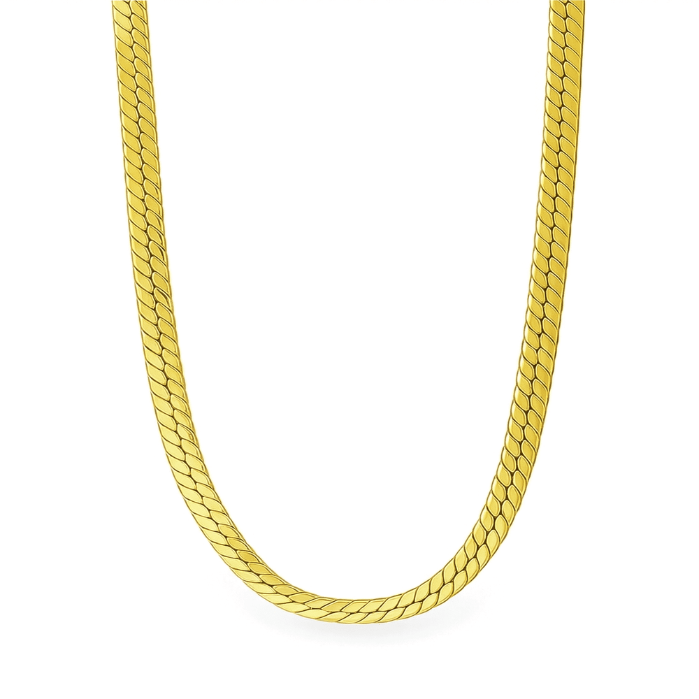 18K Gold Diamond Snake Chain Necklace – Luxury High Polish Finish