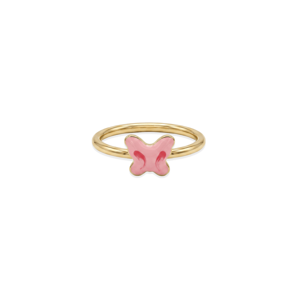 Gold Jewellery Kids’ Pink Flutter Ring | 18K Yellow Gold