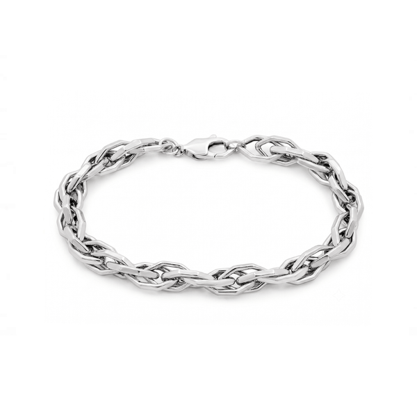 18K White Gold Sterling Braided Link Bracelet | Flashy