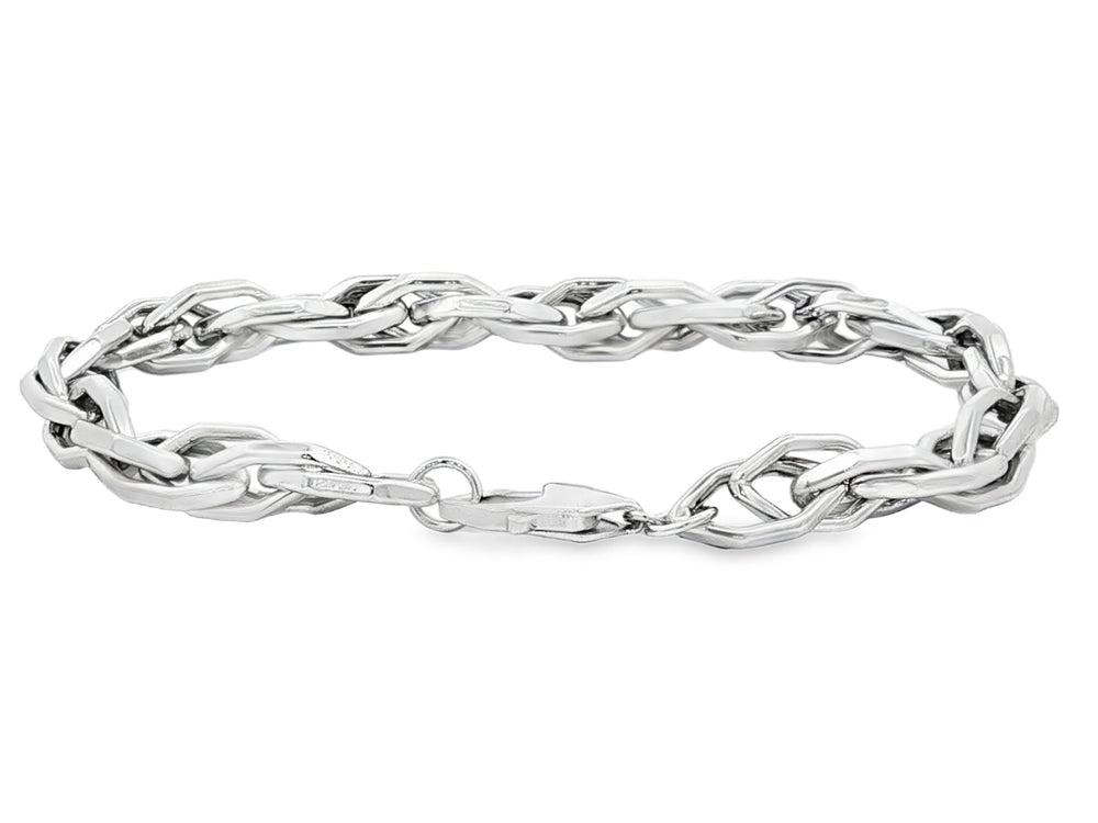 18K White Gold Sterling Braided Link Bracelet | Flashy