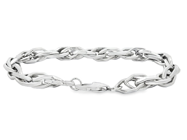 18K White Gold Sterling Braided Link Bracelet | Flashy hover