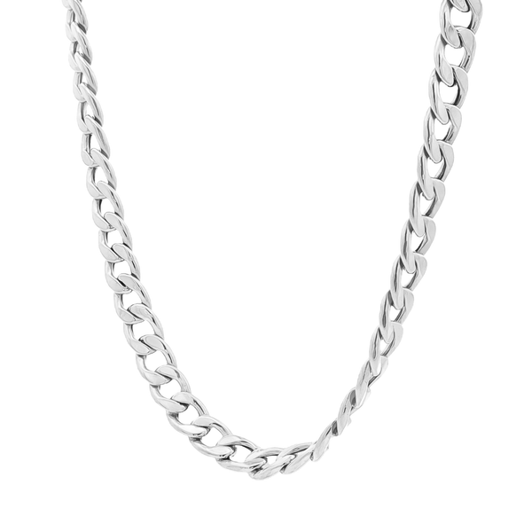 18K White Gold Curb Chain Necklace – Luxury High Polish Chain