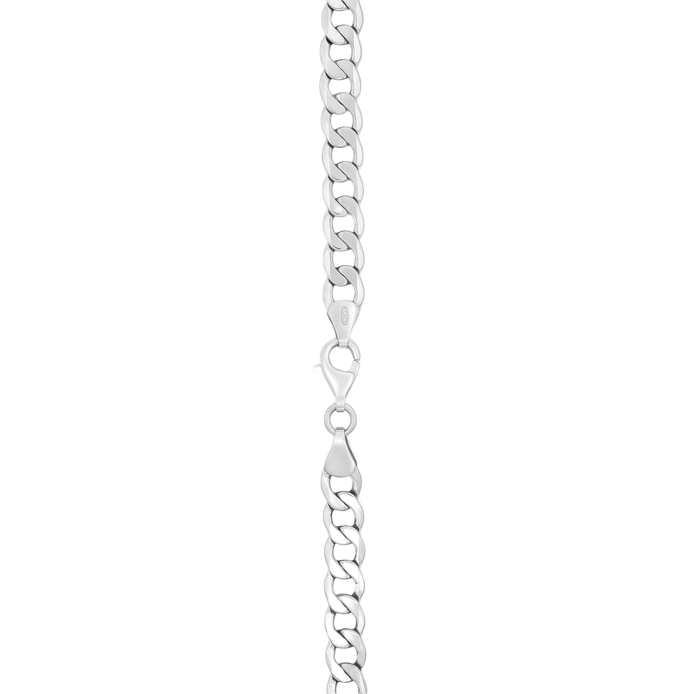 18K White Gold Curb Chain Necklace – Luxury High Polish Chain
