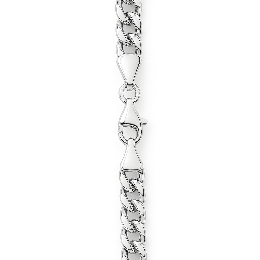 18K White Gold Curb Chain Necklace – Luxury High Polish Chain