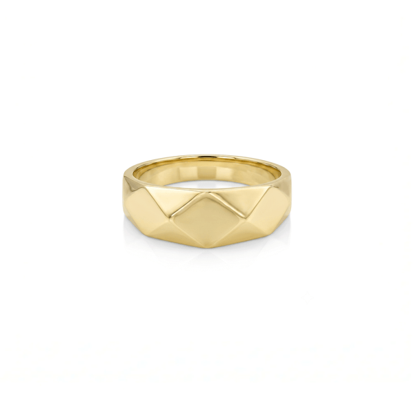 18K Gold Jewellery Prism Edge Gold Band Ring