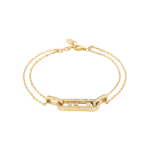 18K Gold Jewellery CZ Oval Duo Bracelet