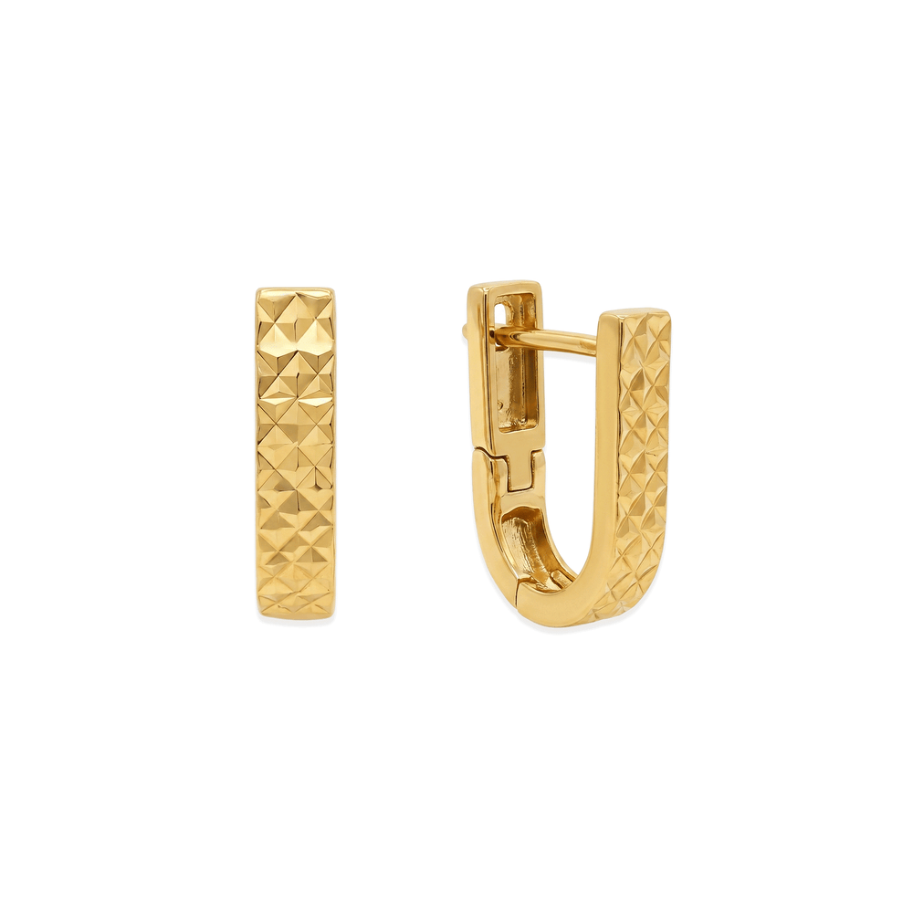 Gold Jewellery Golden 18K Diamond-Cut Texture Hoop
