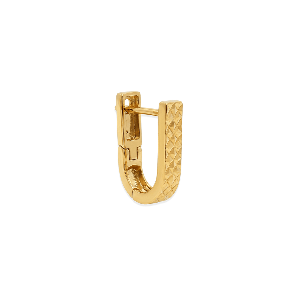 Gold Jewellery Golden 18K Diamond-Cut Texture Hoop
