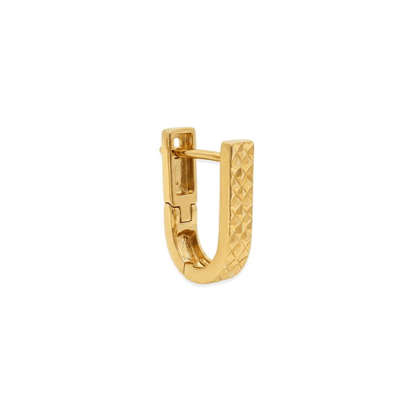 Gold Jewellery Golden 18K Diamond-Cut Texture Hoop hover