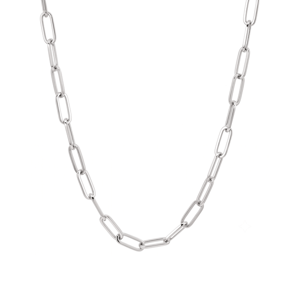 18K White Gold Sleek Link Necklace – 26 Inch | 4mm