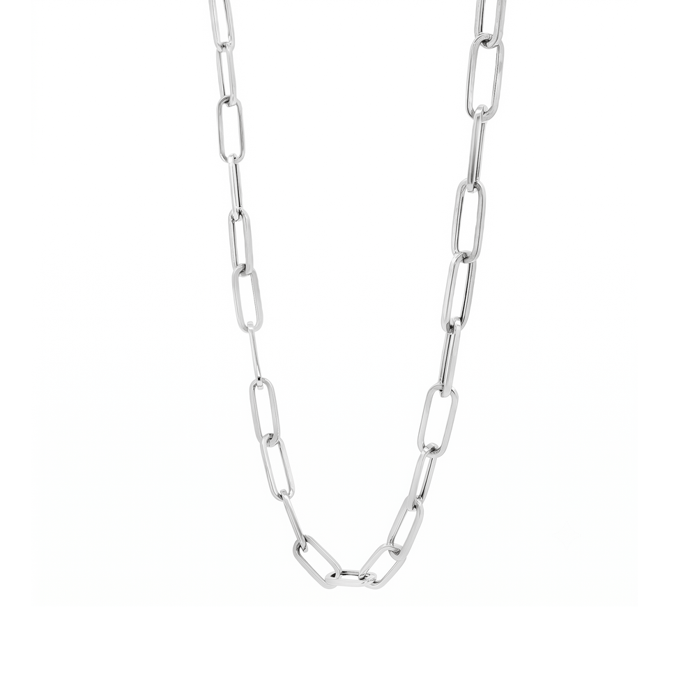 18K White Gold Sleek Link Necklace – 26 Inch | 4mm