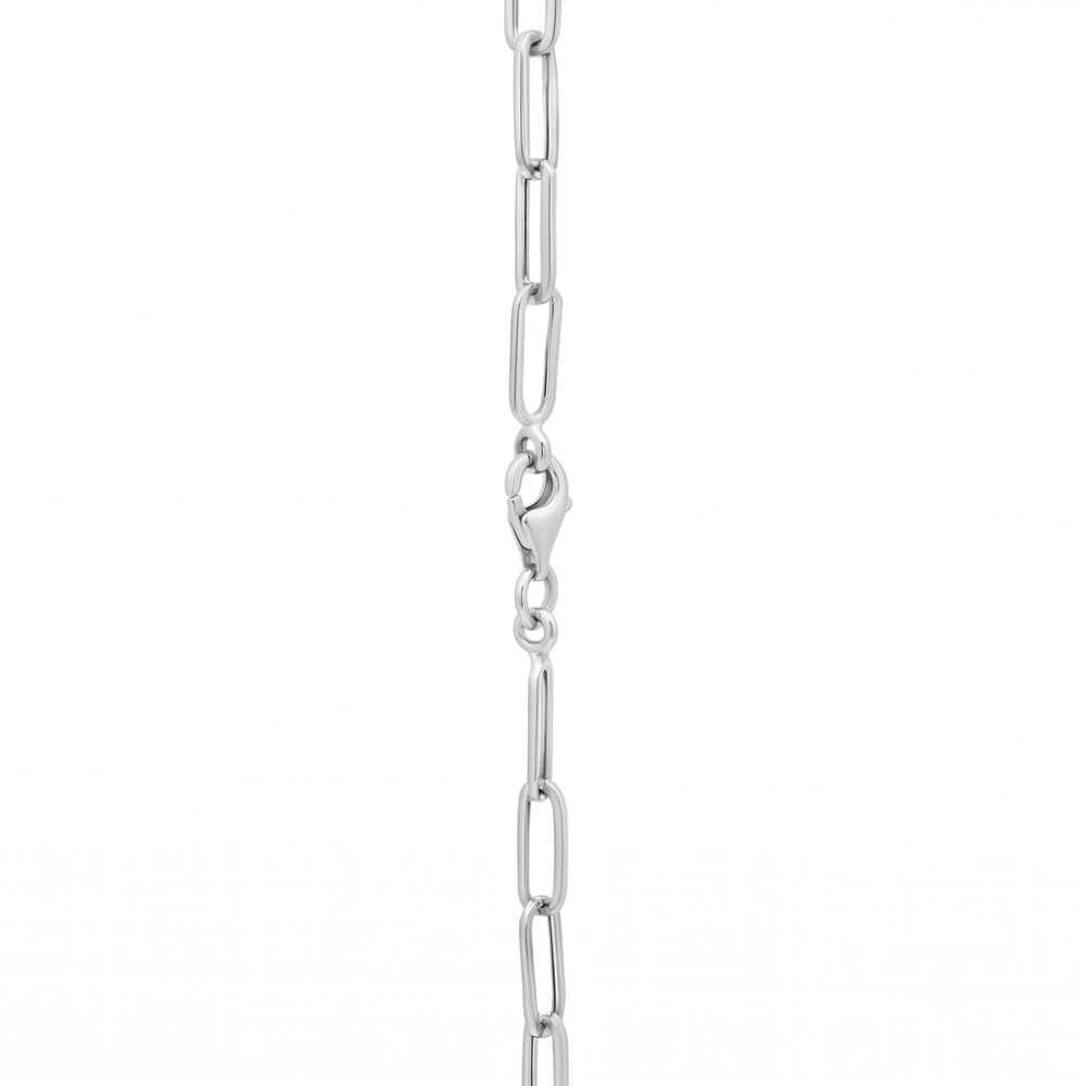 18K White Gold Sleek Link Necklace – 26 Inch | 4mm