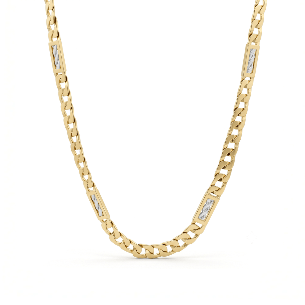 Crestline Dual Inlay 18K Gold Necklace