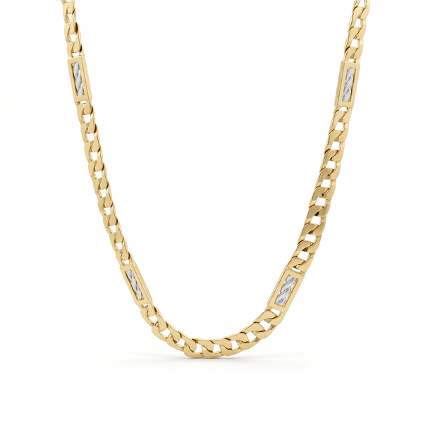Crestline Dual Inlay 18K Gold Necklace