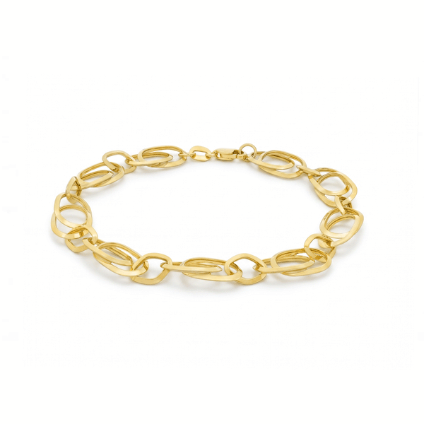 18K Gold Oval-Link Chain Bracelet – High-Polish Finish