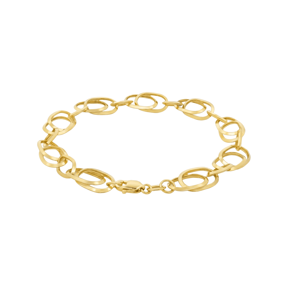 18K Gold Oval-Link Chain Bracelet – High-Polish Finish
