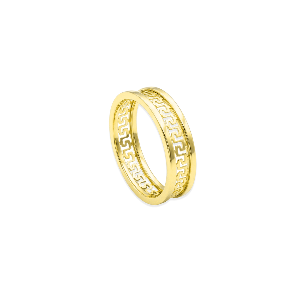 Aureus Greek Key Band – 18K Yellow Gold Ring