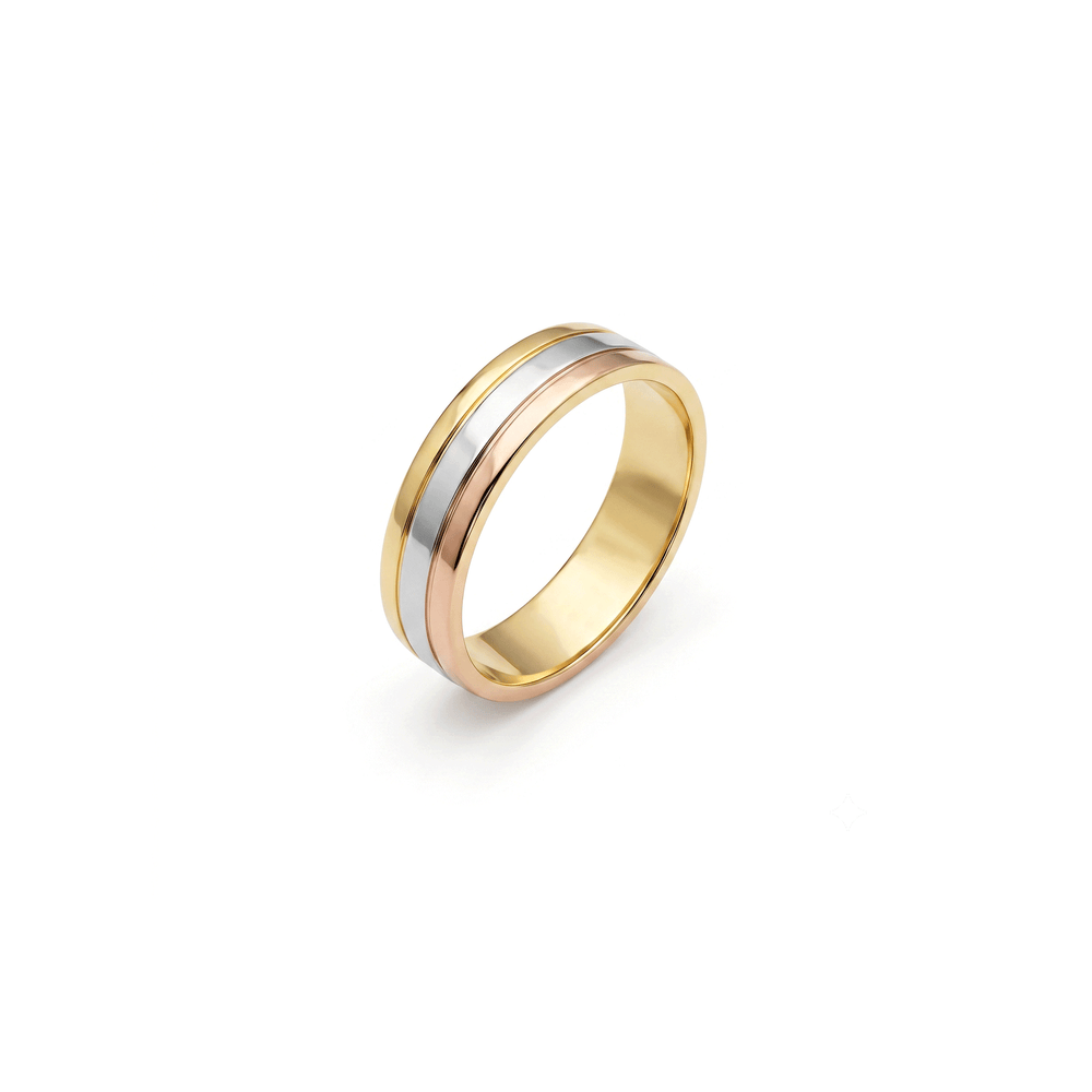 Gold Jewellery Tri-Tone Fusion Band