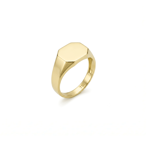 18K Gold Sovereign Edge Signet Ring hover