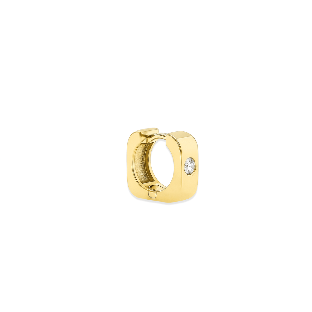 18K Gold Diamond Huggie Hoop Earrings