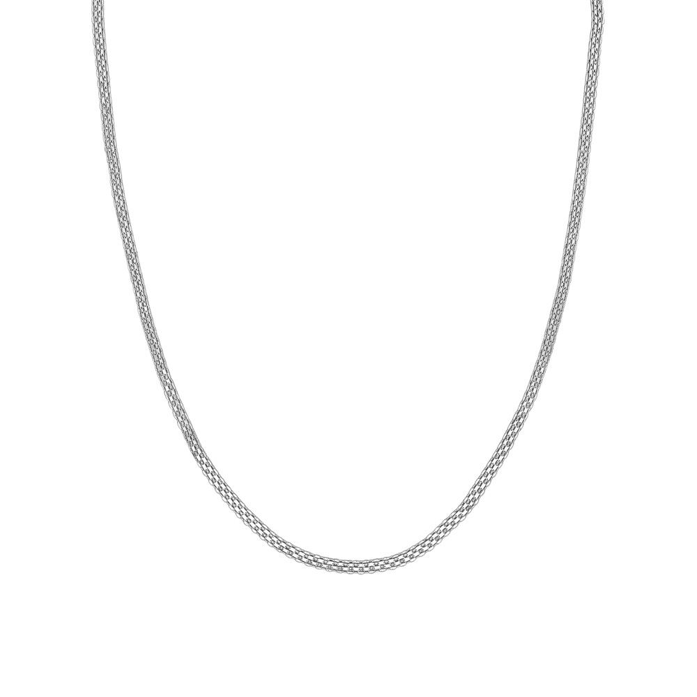 18K White Gold Luna Mesh Chain Necklace – 19 Inch | Flashy Jewellery