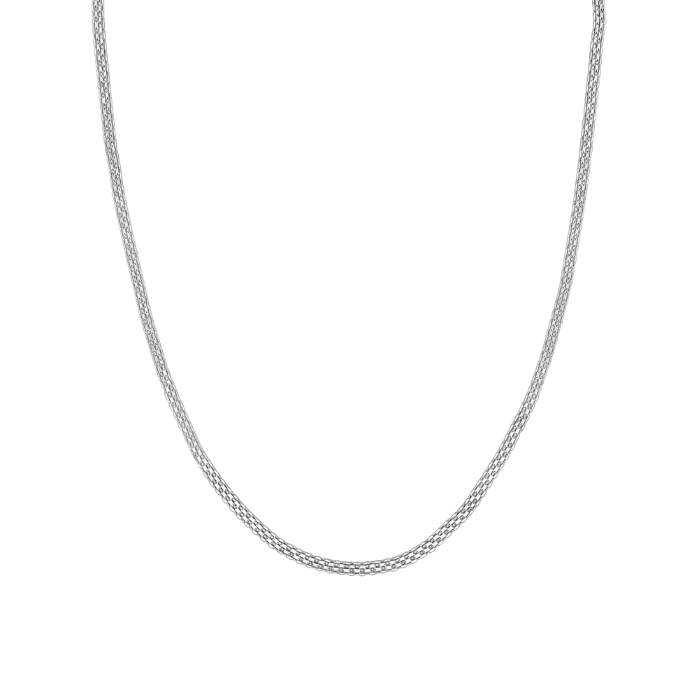 18K White Gold Luna Mesh Chain Necklace – 19 Inch | Flashy Jewellery