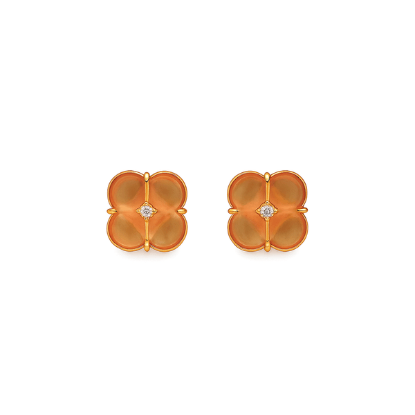 Golden Bloom Pearl Stud Earrings