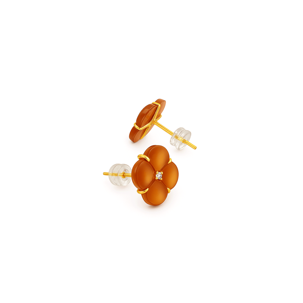 Golden Bloom Pearl Stud Earrings