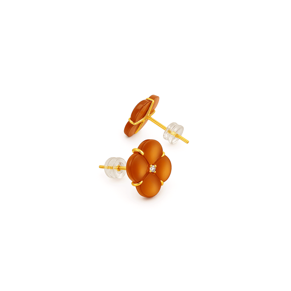 Golden Bloom Pearl Stud Earrings hover