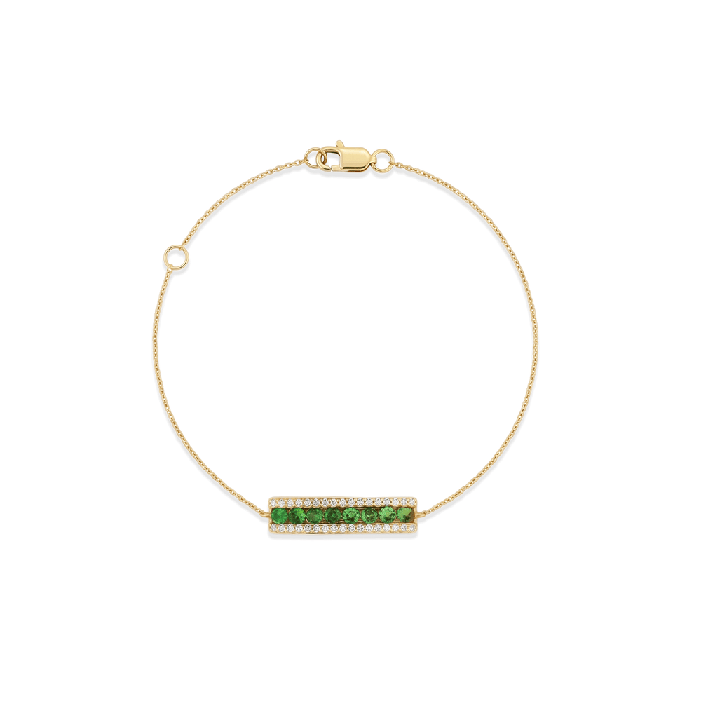 18K Yellow Gold Color Stone & Diamond Bracelet