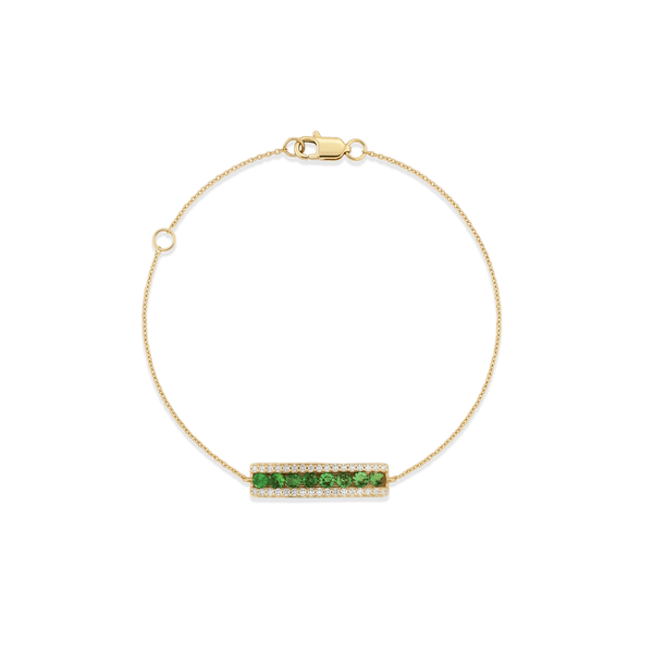 18K Yellow Gold Color Stone & Diamond Bracelet